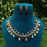 Amoliya Jewels Premium Polki Kundan Stone  And Pearl Necklace Set
