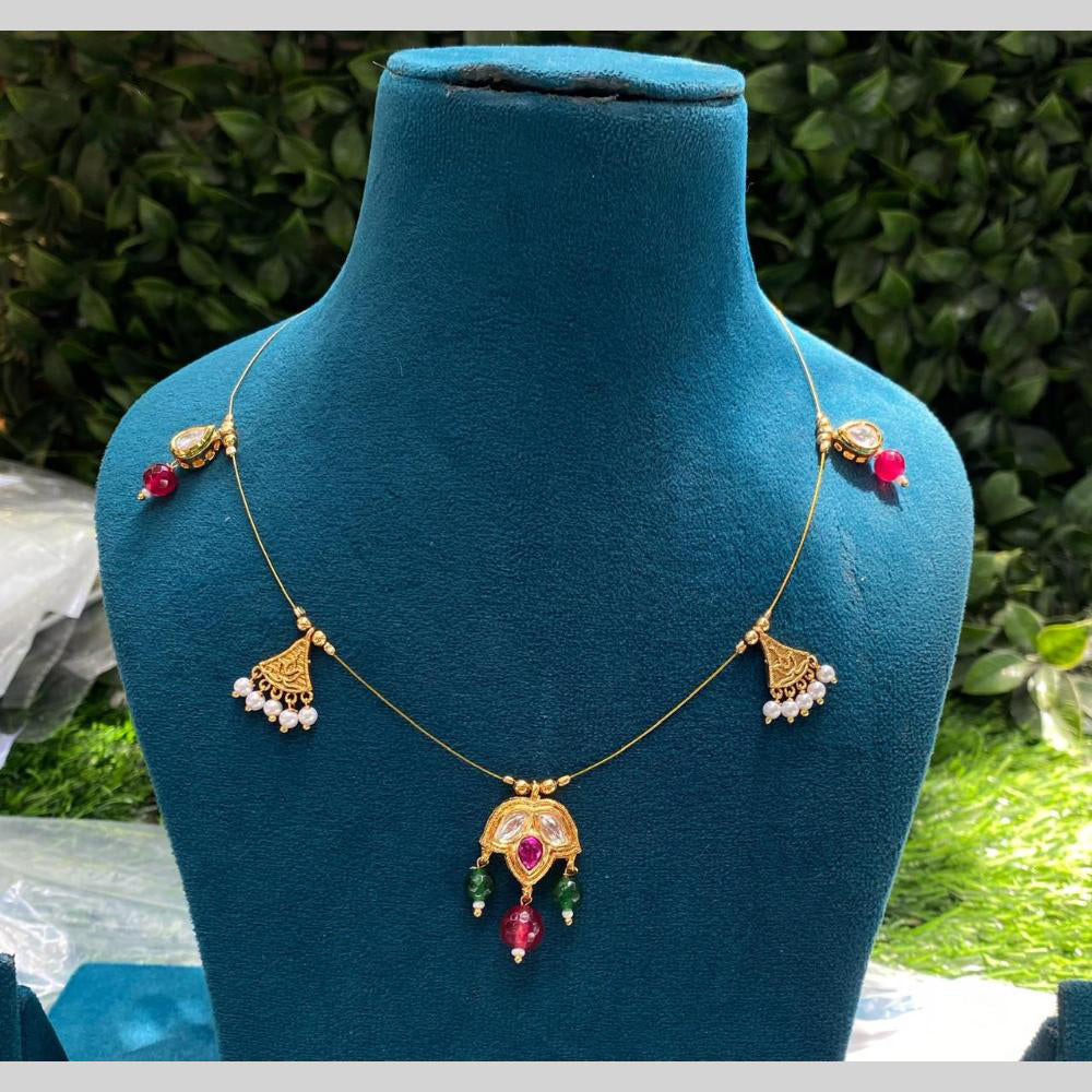 Amoliya Jewels Royal Pota Stone And Pearl Necklace