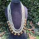 Amoliya Jewels Sophisticated Triple Pearl Kundan Stone And Beads Long Necklace