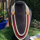 Amoliya Jewels Sophisticated Triple Pearl Kundan Stone And Beads Long Necklace