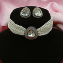 Amoliya Jewels 2 Tone Luxury Polki Kundan Stone And Pearl Choker Necklace Set 