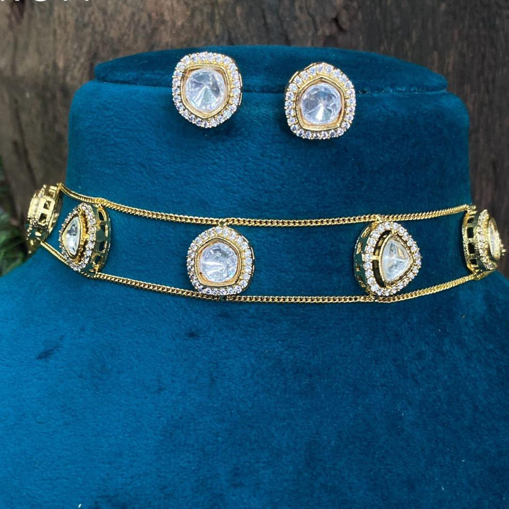 Amoliya Jewels Luxury Polki Kundan Stone Choker Necklace Set 