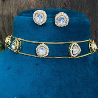 Amoliya Jewels Luxury Polki Kundan Stone Choker Necklace Set 