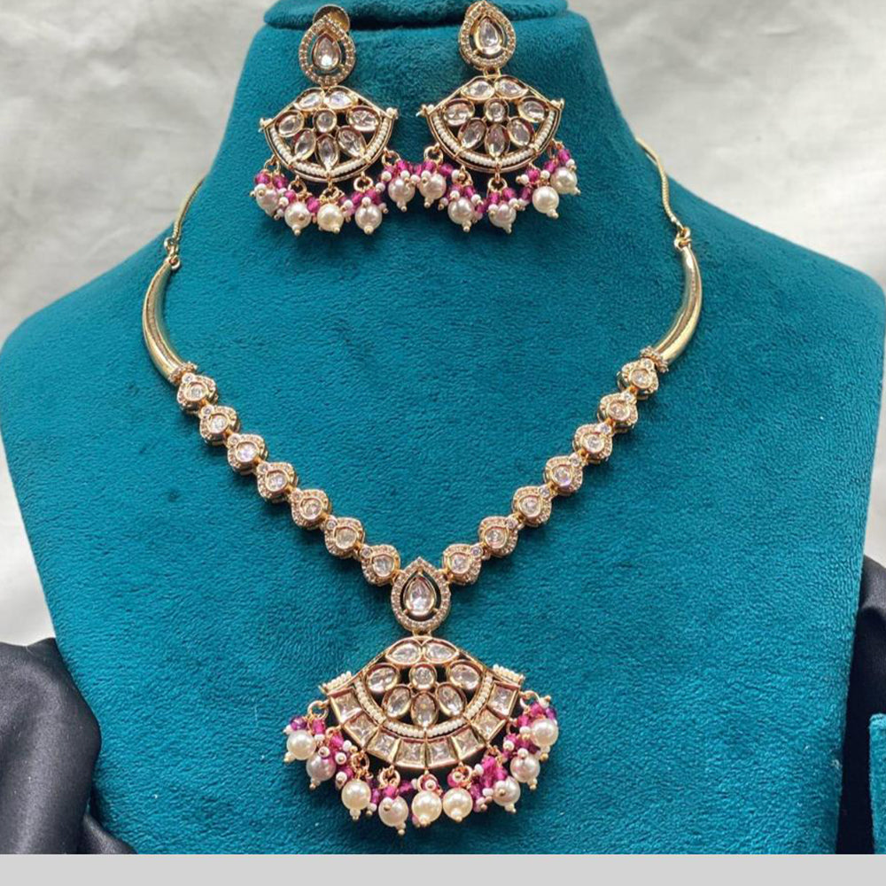 Amoliya Jewels Luxury Polki Kundan Stone Pearl And Beads Necklace Set