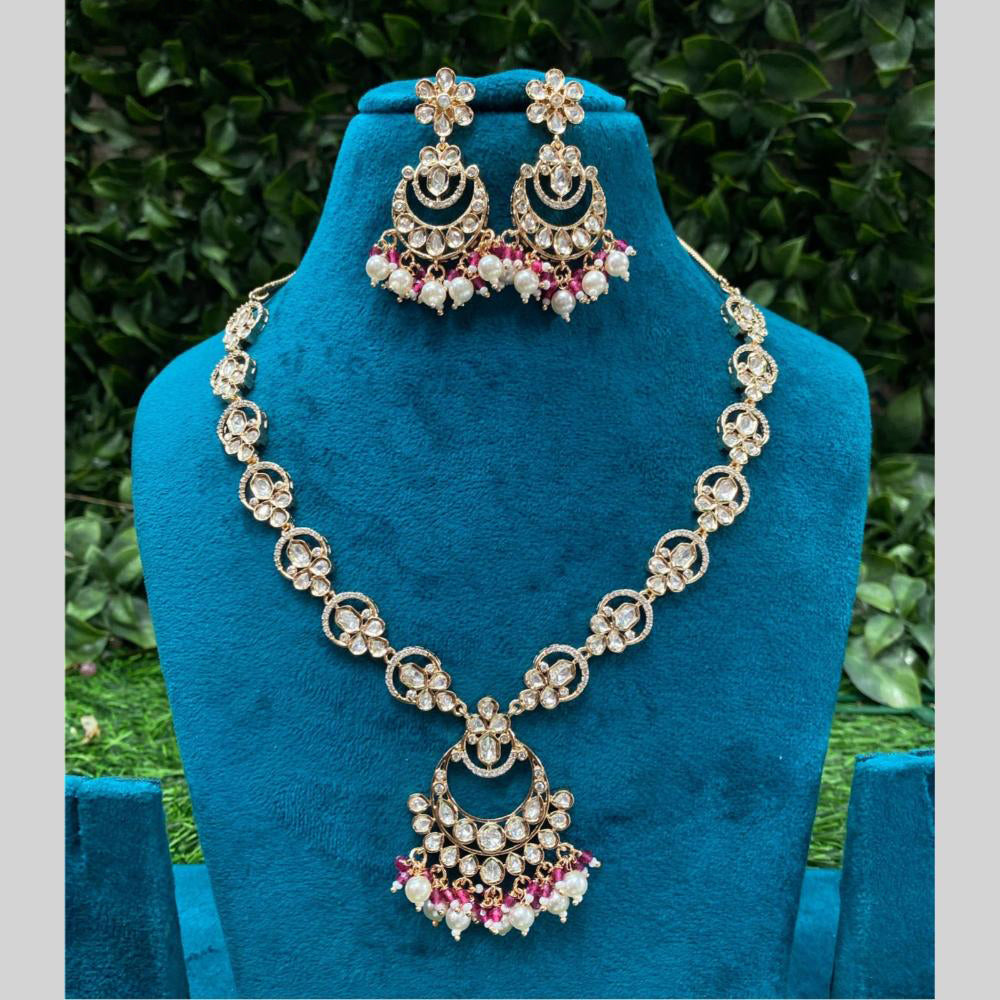 Amoliya Jewels Luxury Polki Kundan Stone Pearl And Beads Necklace Set