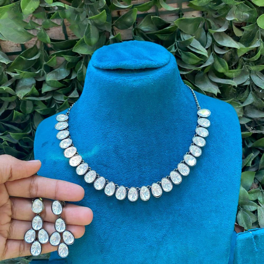Amoliya Jewels Luxury Polki Kundan Stone Necklace Set