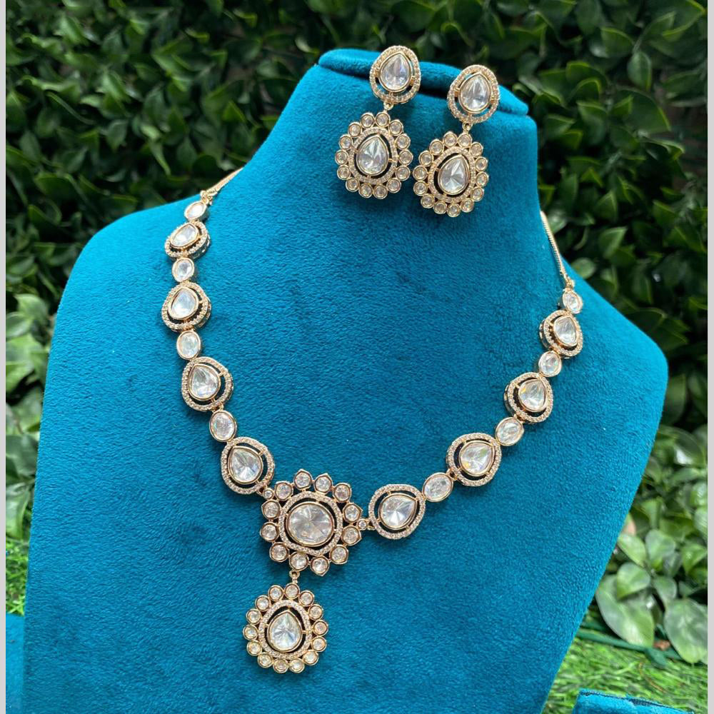 Amoliya Jewels Luxury Polki Kundan Stone Necklace Set