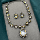 Amoliya Jewels 2 Tone Luxury Polki Kundan Stone And Pearl Necklace Set 