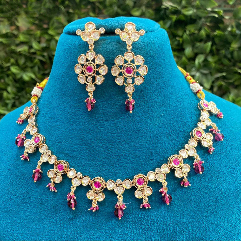 Amoliya Jewels Luxury Polki Kundan Stone And Pearl Necklace Set