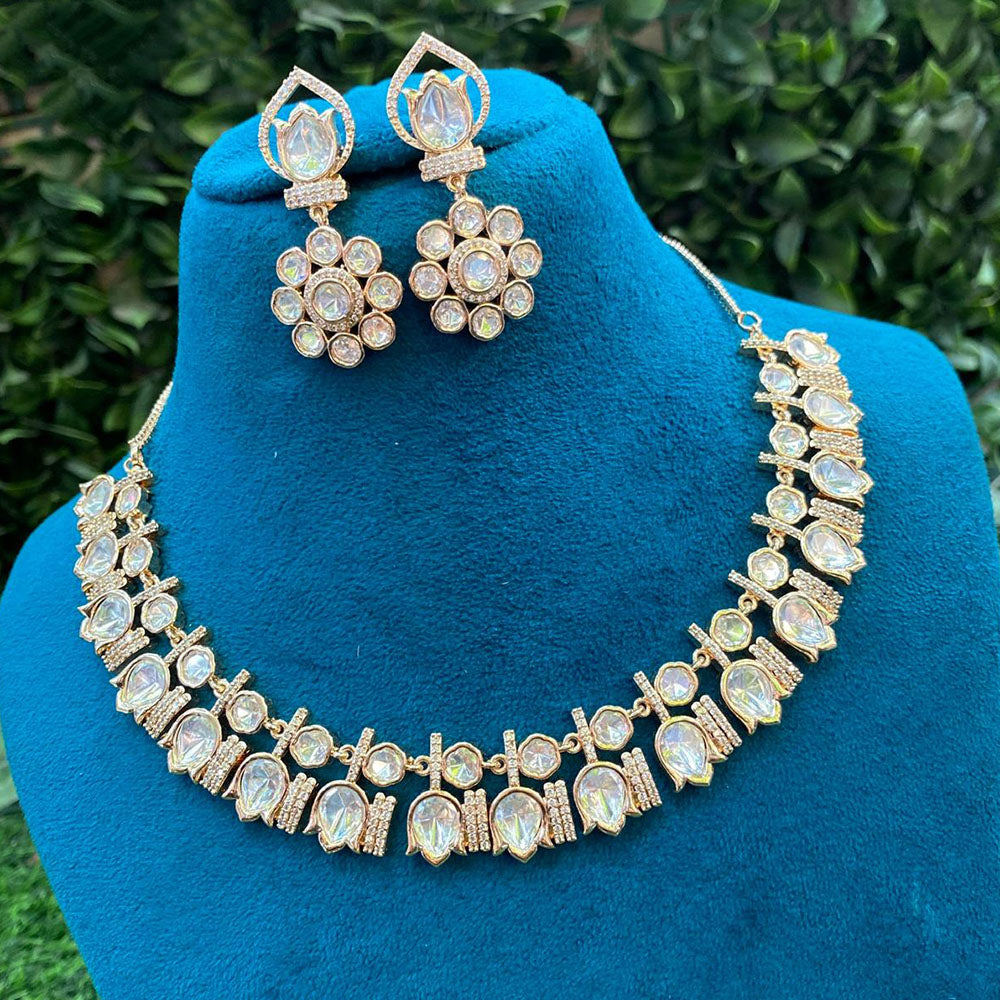 Amoliya Jewels Luxury Polki Kundan Stone Necklace Set
