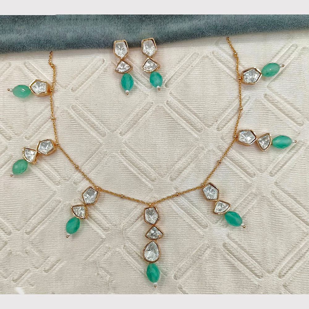 Amoliya Jewels Luxury Polki Kundan Stone And Beads Necklace Set