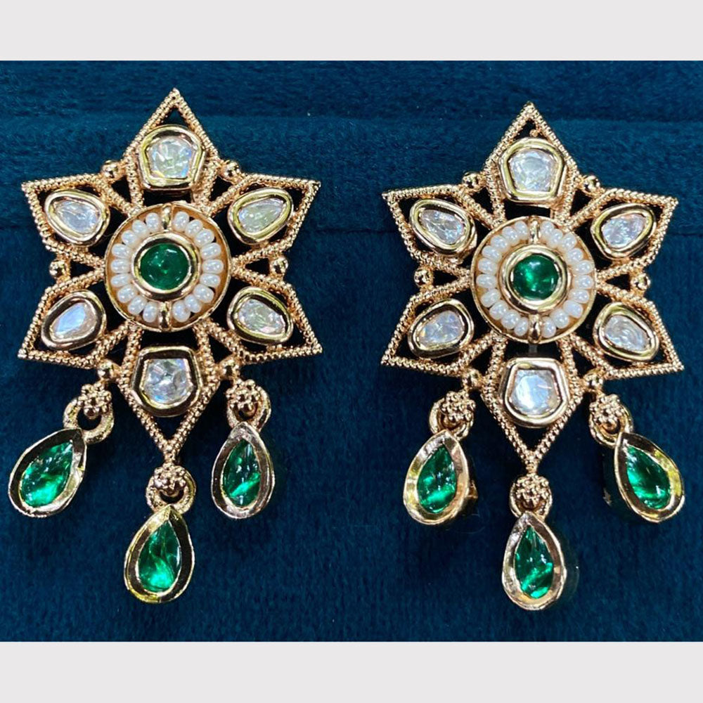 Amoliya Jewels Designer Polki Kundan Stone And Pearl Statement Dangler Earrings