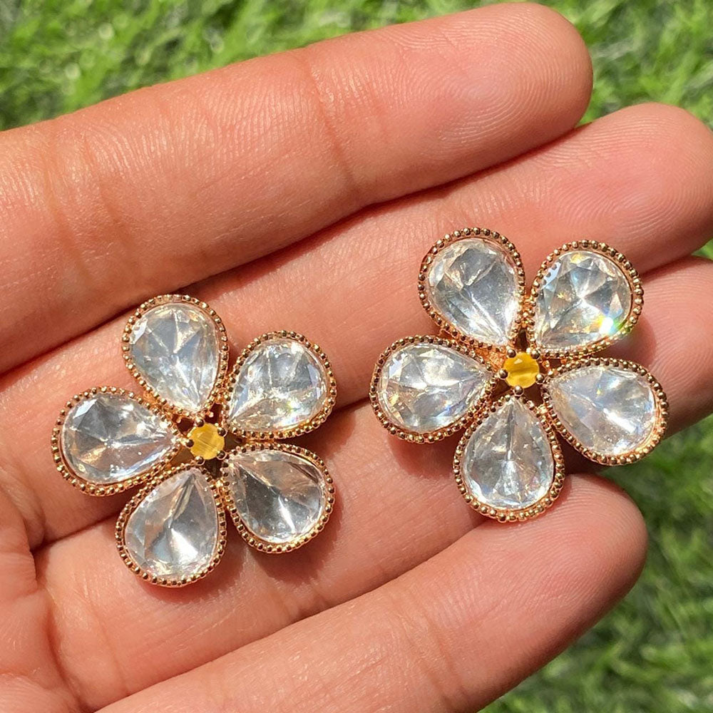 Amoliya Jewels Royal Polki Kundan Stone Designer Studs Earrings
