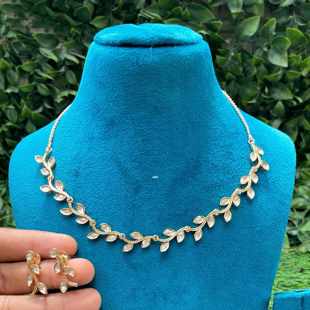 Amoliya Jewels Trendy Ethnic Polki Kundan Stone Necklace Set