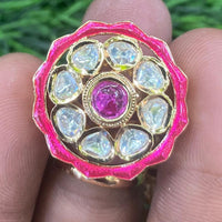 Amoliya Jewels Ethnic Polki Kundan Stone And Meenakari Rings