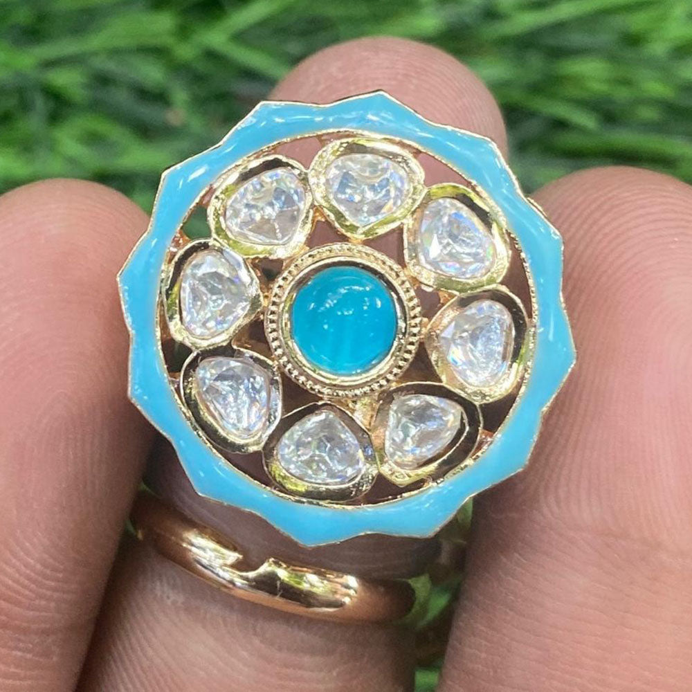 Amoliya Jewels Ethnic Polki Kundan Stone And Meenakari Rings