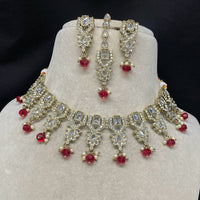 Amoliya Jewels Heritage Crystal Stone Pearl And Beads Choker Necklace Set