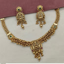 Amoliya Jewels Gold Plated Pota Stone And Pearls Temple Necklace Set