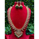 Amoliya Jewels Designer Pota Stone And Pearl And Beads Long Necklace Set