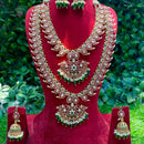 Amoliya Jewels Designer Pota Stone And Pearl And Beads Double Necklace Set