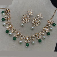 Amoliya Jewels Gold Plated Kundan Stone And Pearl Necklace Set