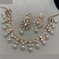 Amoliya Jewels Gold Plated Kundan Stone And Pearl Necklace Set
