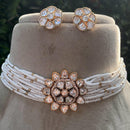 Amoliya Jewels Royal Polki Kundan Stone And Pearl Choker Necklace Set