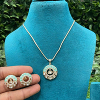 Amoliya Jewels Polki Kundan Stone Chain Pendant Set