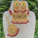 Amoliya Jewels Pota Stone And Beads Choker Necklace Set