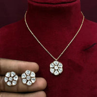 Amoliya Jewels Polki Kundan Stone Chain Pendant Set