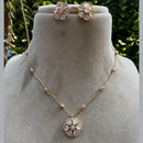 Amoliya Jewels Polki Kundan Stone Chain Pendant Set