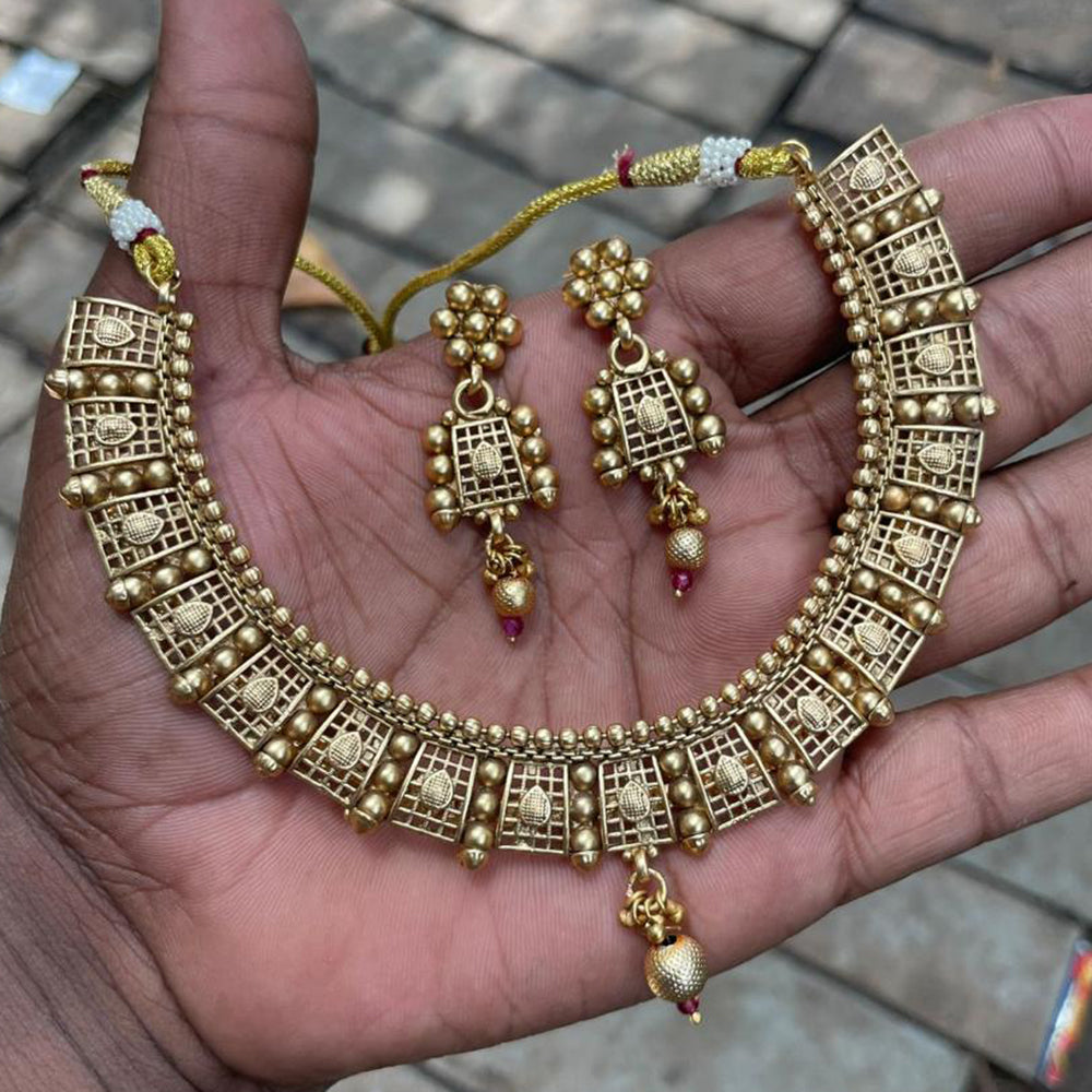Amoliya Jewels Gold Plated Beads Necklace Set