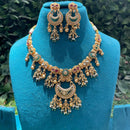 Amoliya Jewels Gold Plated Pota Stone And Pearl Necklace Set