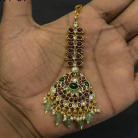 Amoliya Jewels South Indian Style Pota Stone And Pearl Maangtikka