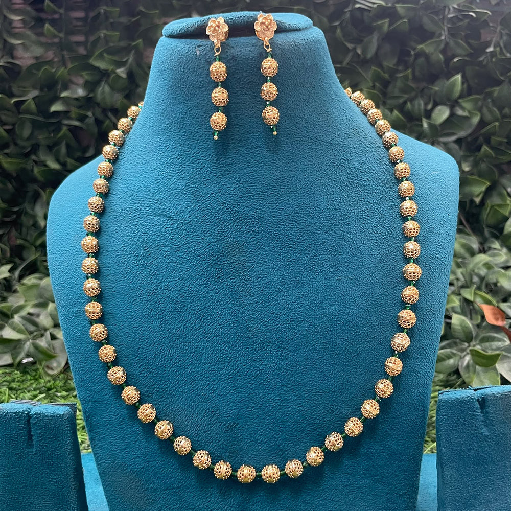 Amoliya Jewels Gold Plated Beads Necklace Set