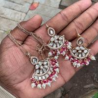Amoliya Jewels Polki Kundan Stone And Pearl Chain Pendant Set