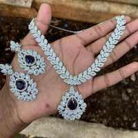 Amoliya Jewels Designer American Diamond Necklace Set