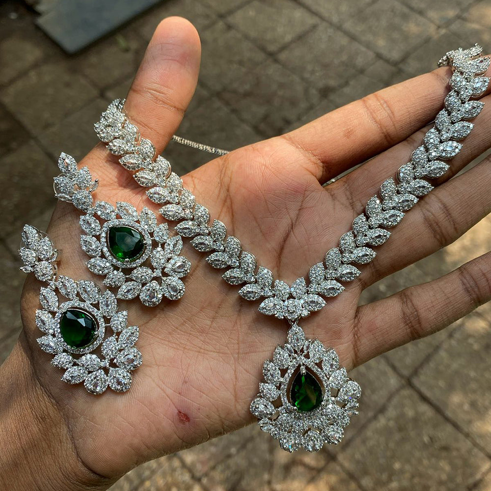 Amoliya Jewels Designer American Diamond Necklace Set
