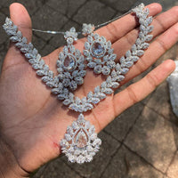 Amoliya Jewels Designer American Diamond Necklace Set