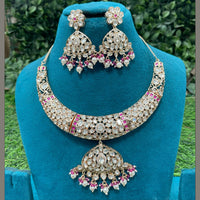 Amoliya Jewels Royal Polki Kundan Stone And Pearl Necklace Set