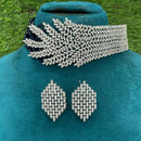 Amoliya Jewels Royal American Diamond Leaf Choker Necklace Set  