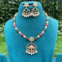 Amoliya Jewels Royal Polki Kundan Stone And Pearl Necklace Set