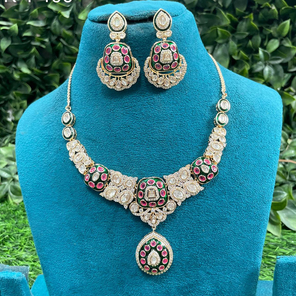 Amoliya Jewels Royal Polki Kundan Stone Necklace Set
