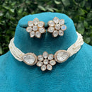Amoliya Jewels Royal Polki Kundan Stone And Pearl Choker Necklace Set