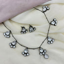 Amoliya Jewels Royal Black Polish Polki Kundan Stone Necklace Set