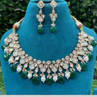 Amoliya Jewels Royal Polki Kundan Stone Pearl And Beads Necklace Set