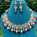 Amoliya Jewels Royal Polki Kundan Stone Pearl And Beads Necklace Set