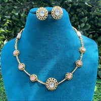 Amoliya Jewels Ethnic Pota Stone And Kundan Stone Necklace Set 