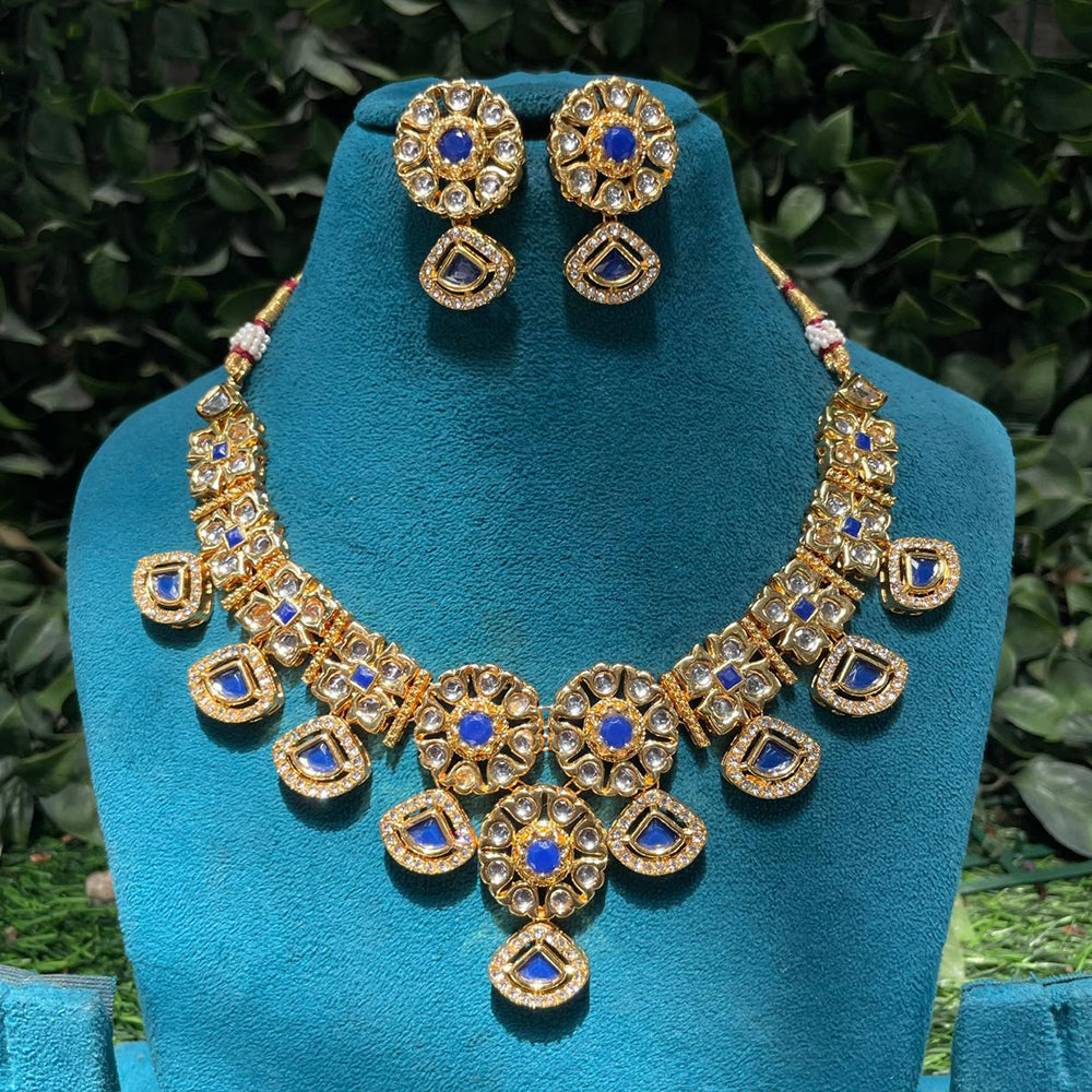 Amoliya Jewels Ethnic Pota Stone And Kundan Stone Necklace Set