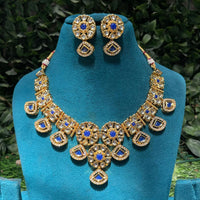 Amoliya Jewels Ethnic Pota Stone And Kundan Stone Necklace Set 